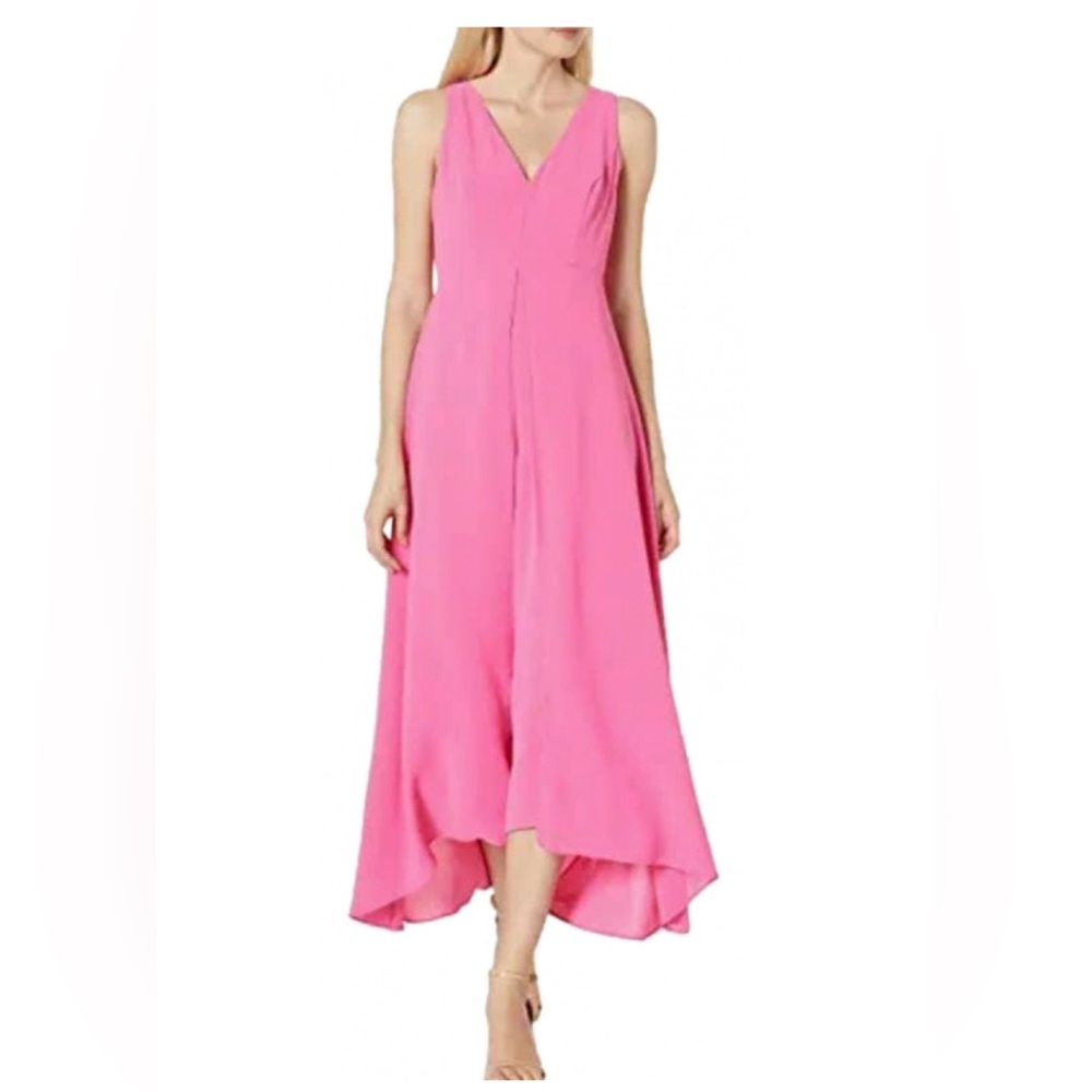 Adrianna Papell Overlay Wide leg Jumpsuit in Bubblegum Pink Size 14US Like New